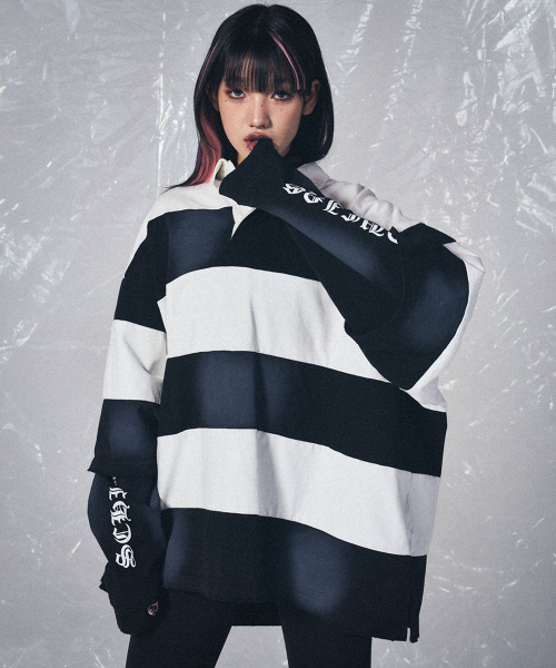 SCHISM INDUCING(スキズムインデューシング)の「FR RUGBY LONG SLEEVES BLACK(ポロシャツ・レディース・その他・MEDIUM/LARGE)」の8枚目の写真