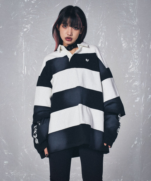 SCHISM INDUCING(スキズムインデューシング)の「FR RUGBY LONG SLEEVES BLACK(ポロシャツ・レディース・その他・MEDIUM/LARGE)」の14枚目の写真