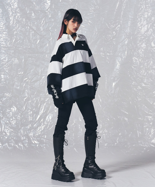 SCHISM INDUCING(スキズムインデューシング)の「FR RUGBY LONG SLEEVES BLACK(ポロシャツ・レディース・その他・MEDIUM/LARGE)」の15枚目の写真