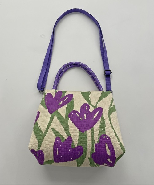210nouve（トゥージュヌーブ）の「【2WAY】柄 ニット ハンド/ショルダーバッグ（ハンドバッグ・レディース・パープル/ブルー/ブラック/アイボリー・FREE）」の17枚目の写真