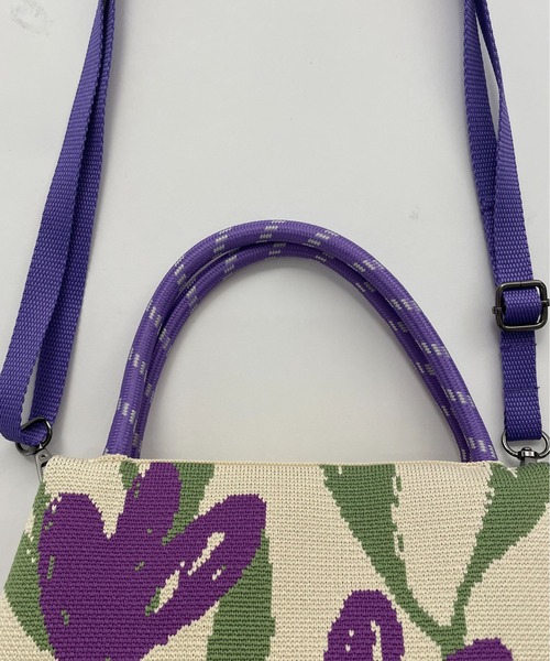 210nouve（トゥージュヌーブ）の「【2WAY】柄 ニット ハンド/ショルダーバッグ（ハンドバッグ・レディース・パープル/ブルー/ブラック/アイボリー・FREE）」の18枚目の写真