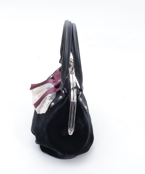 axes femme（アクシーズファム）の「カメオ付リボンベロアバッグ（ボストンバッグ・レディース・ワイン/ブラック・FREE）」の4枚目の写真