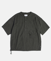 Cotton Ramie S/S Henley Shirt Charcoal
