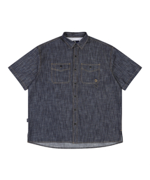 WASHED DENIM HALF SHIRT INDIGO_FQ2WR80U