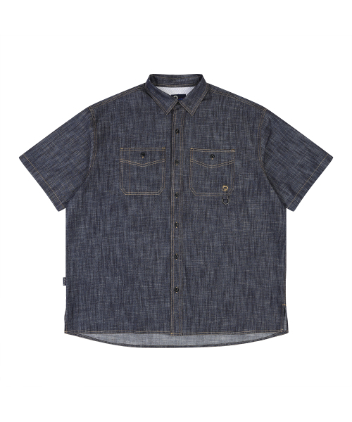 PENFIELD(ペンフィールド)の「WASHED DENIM HALF SHIRT INDIGO_FQ2WR80U(シャツ/ブラウス・メンズ・ダークブルー・LARGE/MEDIUM/X-LARGE/SMALL)」の1枚目の写真