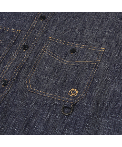 PENFIELD(ペンフィールド)の「WASHED DENIM HALF SHIRT INDIGO_FQ2WR80U(シャツ/ブラウス・メンズ・ダークブルー・LARGE/MEDIUM/X-LARGE/SMALL)」の6枚目の写真