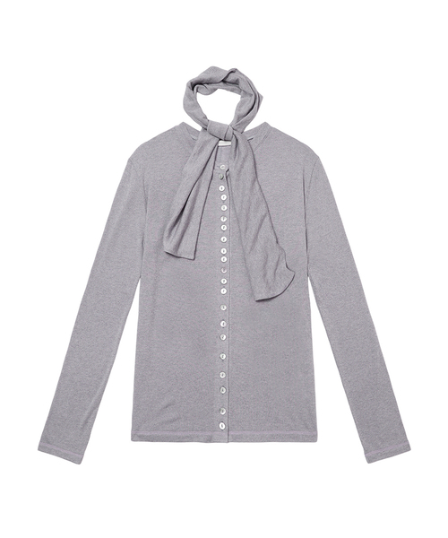 MANY BUTTONS SCARF CARDIGAN (Grey)