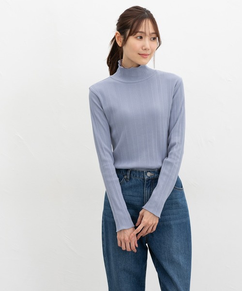 Honeys(ハニーズ)の「ハイネックTシャツ(Tシャツ/カットソー・レディース・ピンク/オフホワイト/サックスブルー/ブラック・L/LL/M/S)」の13枚目の写真