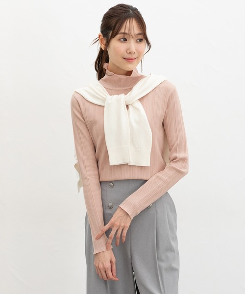 Honeys(ハニーズ)の「ハイネックTシャツ(Tシャツ/カットソー・レディース・ピンク/オフホワイト/サックスブルー/ブラック・L/LL/M/S)」の16枚目の写真