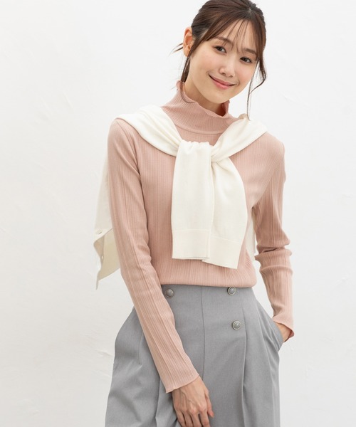 Honeys(ハニーズ)の「ハイネックTシャツ(Tシャツ/カットソー・レディース・ピンク/オフホワイト/サックスブルー/ブラック・L/LL/M/S)」の17枚目の写真