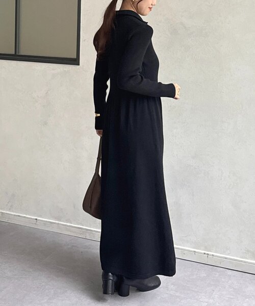 Thevon（ゼボン）の「ハーフジップリブニットフレアワンピース