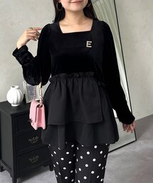 裾アシメフリルペプラムベロアトップス