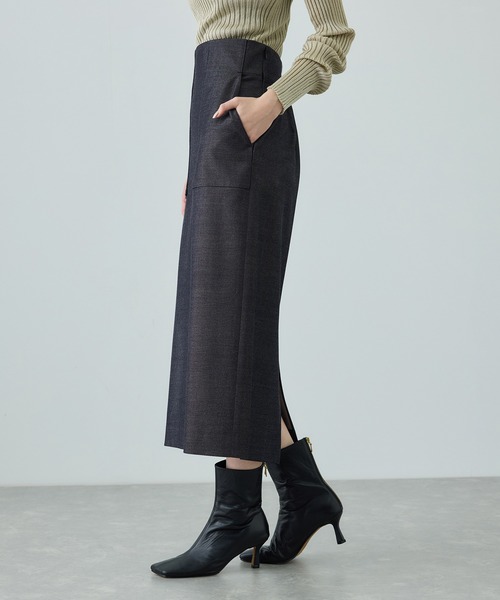 ROPE'（ロペ）の「[美人スカート]トリアセツイル ポケット付きタイトスカート(デニムライク)/イージーケア・セットアップ対応（スカート・レディース・ブルー系その他3・40/38/36）」の3枚目の写真