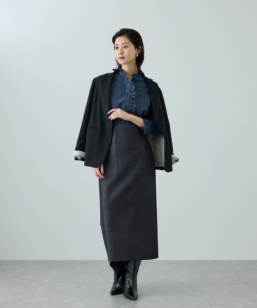 ROPE'（ロペ）の「[美人スカート]トリアセツイル ポケット付きタイトスカート(デニムライク)/イージーケア・セットアップ対応（スカート・レディース・ブルー系その他3・40/38/36）」の9枚目の写真