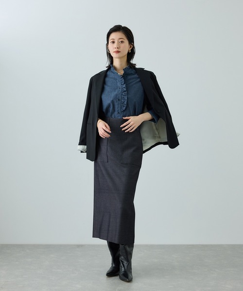 ROPE'（ロペ）の「[美人スカート]トリアセツイル ポケット付きタイトスカート(デニムライク)/イージーケア・セットアップ対応（スカート・レディース・ブルー系その他3・40/38/36）」の10枚目の写真