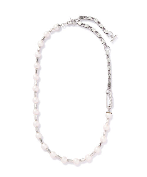 L.H.P(エルエイチピー)の「MIKSHIMAI/ミクシマイ/SIGNATURE PEARL LONG NECKLACE(ネックレス・メンズ・シルバー・F)」の1枚目の写真