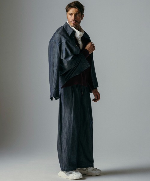CIRCLEE(サークリー)の「CIRCLEE(サークリー)編み紐付き クロップド丈 ワイドデニムパンツ(デニムパンツ・メンズ・ブルー・M)」の9枚目の写真