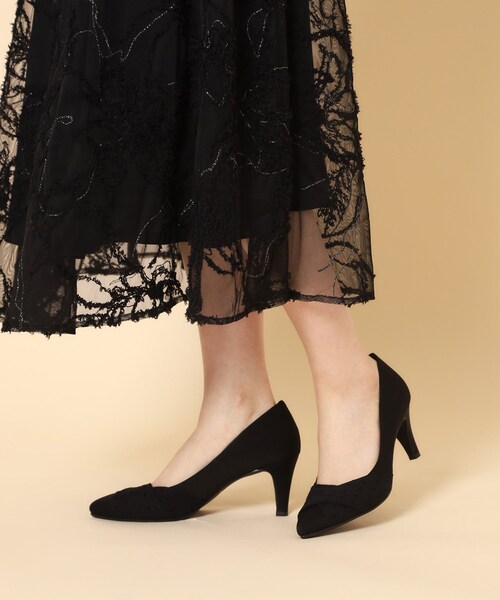 ESPERANZA(エスペランサ)の「クロスシフォンリボンパンプス(パンプス・レディース・アイボリー系2/グレー系2/ブラック系2・22.5cm/23.0cm/23.5cm/24.0cm/24.5cm)」の2枚目の写真