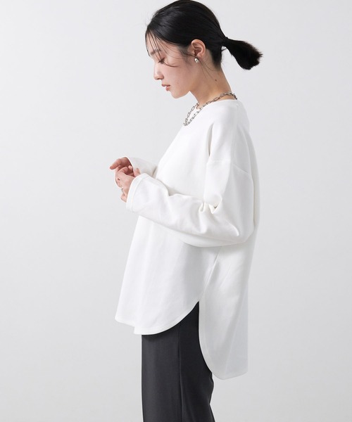 anyfee（エニフィー）の「【anyfee/大きいサイズ】ダブルジャージー裾ラウンドクルーネックロンT（Tシャツ/カットソー・レディース・ブラック/チャコール/アイボリー・LL/3L/4L/5L）」の15枚目の写真