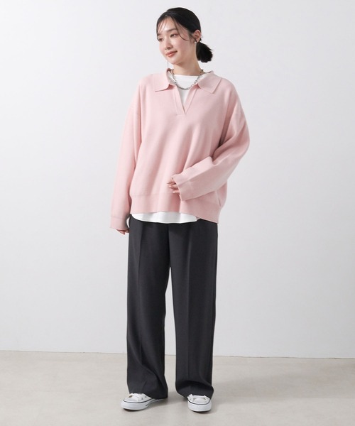 anyfee（エニフィー）の「【anyfee/大きいサイズ】ダブルジャージー裾ラウンドクルーネックロンT（Tシャツ/カットソー・レディース・ブラック/チャコール/アイボリー・LL/3L/4L/5L）」の22枚目の写真