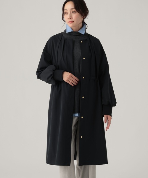 Elura（エルーラ）の「ツイルドロストコート/621804（ノーカラーコート・レディース・ネイビー/ベージュ・FREE）」の2枚目の写真
