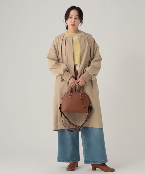 Elura（エルーラ）の「ツイルドロストコート/621804（ノーカラーコート・レディース・ネイビー/ベージュ・FREE）」の4枚目の写真