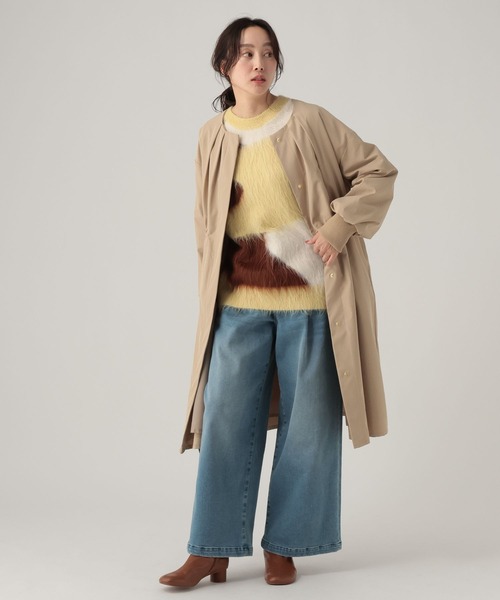 Elura（エルーラ）の「ツイルドロストコート/621804（ノーカラーコート・レディース・ネイビー/ベージュ・FREE）」の5枚目の写真