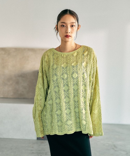 LEPSIM（レプシィム）の「総レース長袖プルオーバー　636862（Tシャツ/カットソー・レディース・オフホワイト/イエロー系その他/ブラック・FREE）」の3枚目の写真