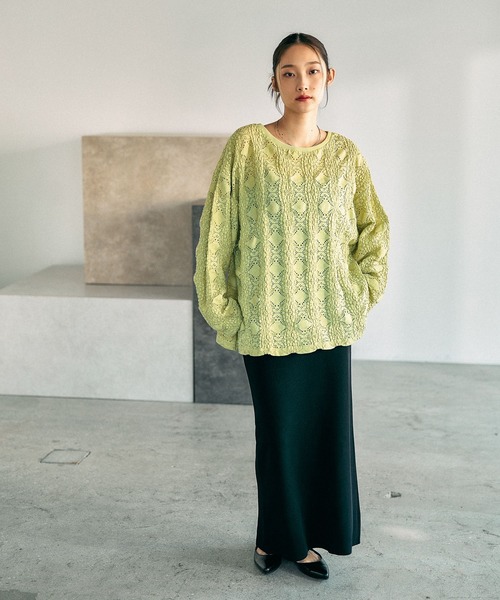 LEPSIM（レプシィム）の「総レース長袖プルオーバー　636862（Tシャツ/カットソー・レディース・オフホワイト/イエロー系その他/ブラック・FREE）」の21枚目の写真