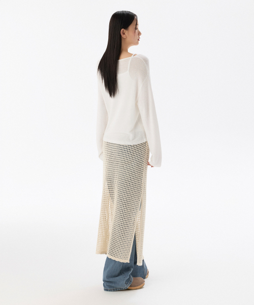 MUSINSA STANDARD WOMAN（ムシンサスタンダードウーマン）の「ウィメンズネットロングスカート[クリーム]（スカート・レディース・その他・S/M）」の3枚目の写真