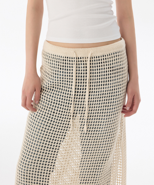 MUSINSA STANDARD WOMAN（ムシンサスタンダードウーマン）の「ウィメンズネットロングスカート[クリーム]（スカート・レディース・その他・S/M）」の4枚目の写真