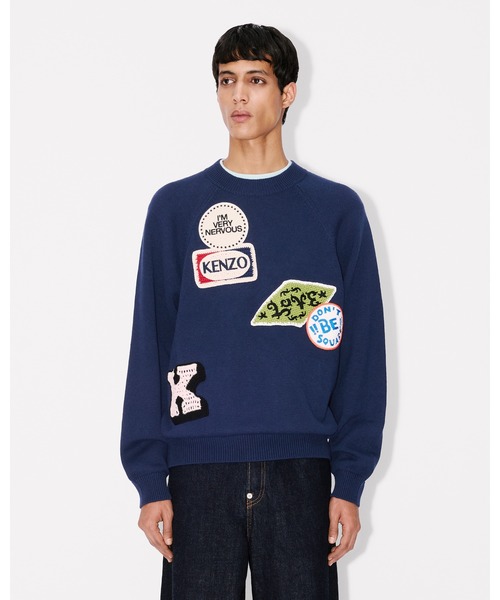 KENZO（ケンゾー）の「'KENZO Badges' エンブロイダリー ジャンパー イン コットン ウール（その他トップス・メンズ・ブルー系その他4・SMALL/LARGE/MEDIUM）」の2枚目の写真