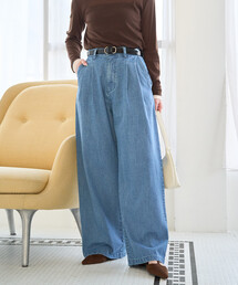 限定展開 2タック ストレート デニムパンツ