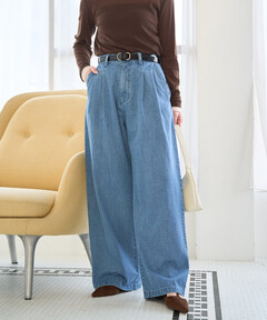 セール】lace docking design denim pants/レースドッキングデザイン