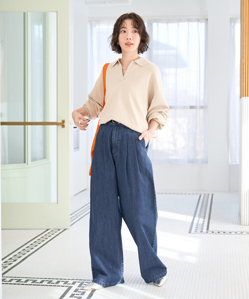 FREAK'S STORE（フリークスストア）の「限定展開　2タック ストレート デニムパンツ（デニムパンツ・レディース・グレー/ブルー/ダークネイビー/ネイビー・SMALL/MEDIUM）」の5枚目の写真