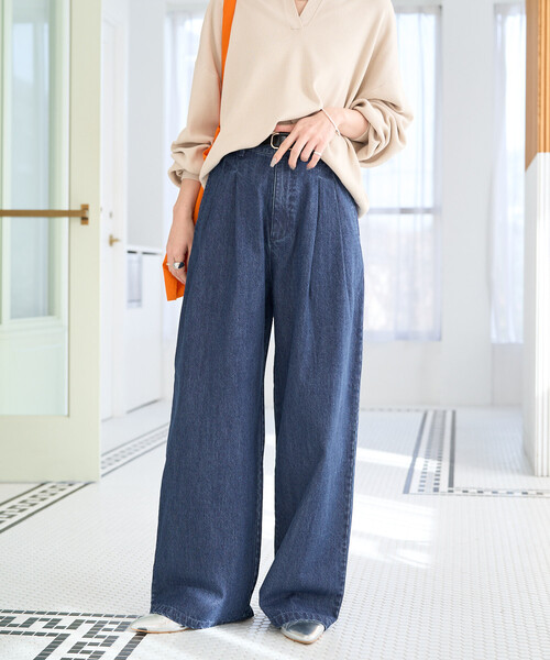 FREAK'S STORE（フリークスストア）の「限定展開　2タック ストレート デニムパンツ（デニムパンツ・レディース・グレー/ブルー/ダークネイビー/ネイビー・SMALL/MEDIUM）」の6枚目の写真