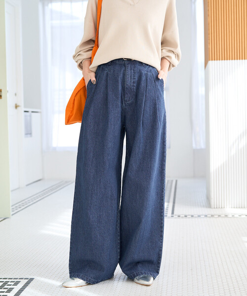 FREAK'S STORE（フリークスストア）の「限定展開　2タック ストレート デニムパンツ（デニムパンツ・レディース・グレー/ブルー/ダークネイビー/ネイビー・SMALL/MEDIUM）」の9枚目の写真