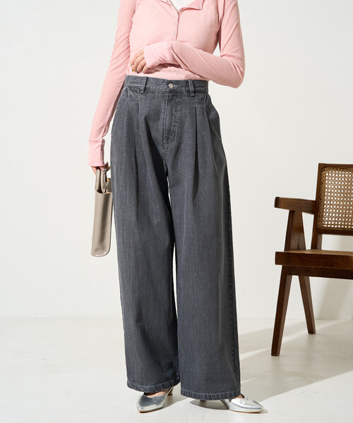 FREAK'S STORE（フリークスストア）の「限定展開　2タック ストレート デニムパンツ（デニムパンツ・レディース・グレー/ブルー/ダークネイビー/ネイビー・SMALL/MEDIUM）」の22枚目の写真