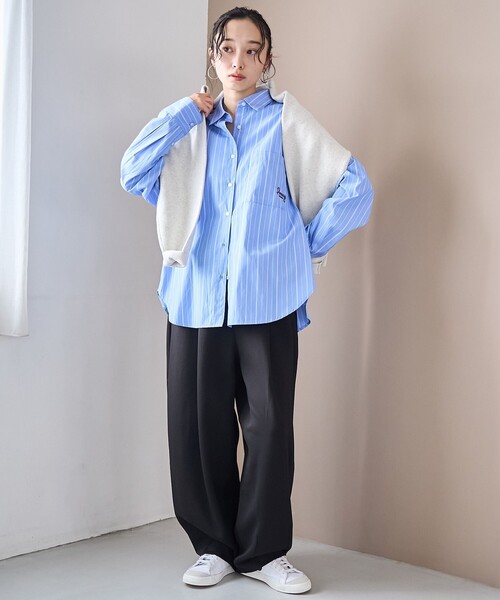 PENNEYS(ぺニーズ)の「【PENNEYS(ぺニーズ)別注】ストライプシャツ(シャツ/ブラウス・レディース・ライトブルー/ダークグレー/オフホワイト・M/L)」の7枚目の写真