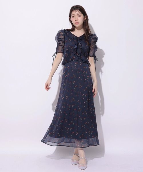 Rirandture（リランドチュール）の「チェリープリント楊柳ワンピース（ワンピース・レディース・ネイビー/オフホワイト・2/1）」の3枚目の写真