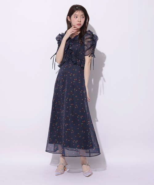 Rirandture（リランドチュール）の「チェリープリント楊柳ワンピース（ワンピース・レディース・ネイビー/オフホワイト・2/1）」の4枚目の写真