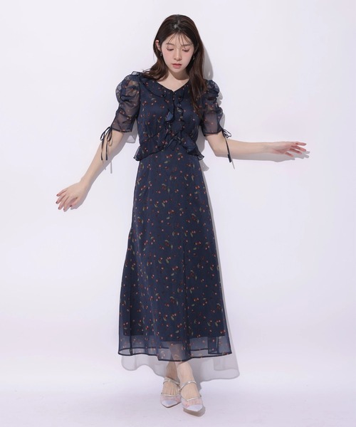 Rirandture（リランドチュール）の「チェリープリント楊柳ワンピース（ワンピース・レディース・ネイビー/オフホワイト・2/1）」の5枚目の写真