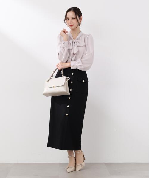 PROPORTION BODY DRESSING（プロポーションボディドレッシング）の「【小さめサイズあり】＜ウォッシャブル＞フロント釦ナロースカート / 1216120201（スカート・レディース・ブラック/ベージュ/ホワイト系その他・SMALL/MEDIUM/P/S/PSS）」の4枚目の写真