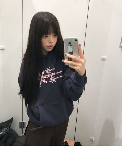 NICE GHOST CLUB（ナイスゴーストクラブ）の「MOSAIC 3STAR CROP HOODIE_NAVY(NG2GSUM401A)（パーカー・レディース・ネイビー・SMALL/MEDIUM）」の10枚目の写真