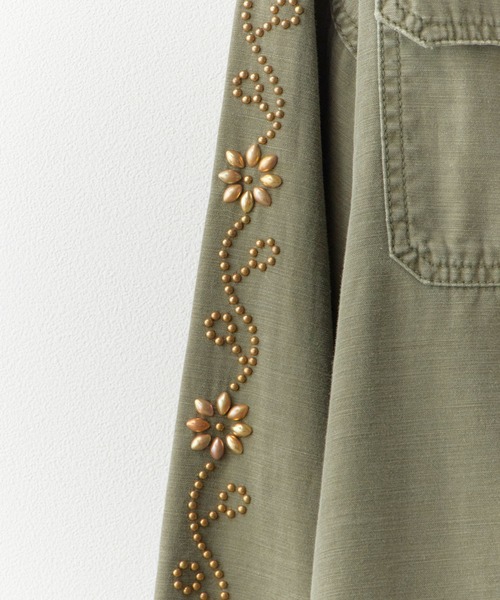 REMI RELIEF（レミレリーフ）の「REMI RELIEF/レミレリーフ WIDE MILITARY SHIRT (袖：スタッズ) ラウンドヘム ワイドシャツ 2026年春夏（シャツ/ブラウス・メンズ・カーキ・M/L/XL）」の10枚目の写真