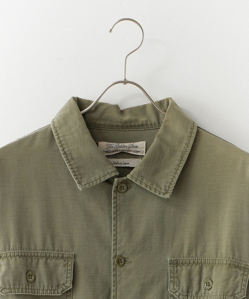 REMI RELIEF（レミレリーフ）の「REMI RELIEF/レミレリーフ WIDE MILITARY SHIRT (袖：スタッズ) ラウンドヘム ワイドシャツ 2026年春夏（シャツ/ブラウス・メンズ・カーキ・M/L/XL）」の13枚目の写真
