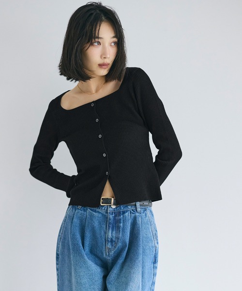 coca(coca)(コカ)の「スクエアニットボタントップス(ニット/セーター・レディース・チャコール/ブラック・L/M/S)」の11枚目の写真