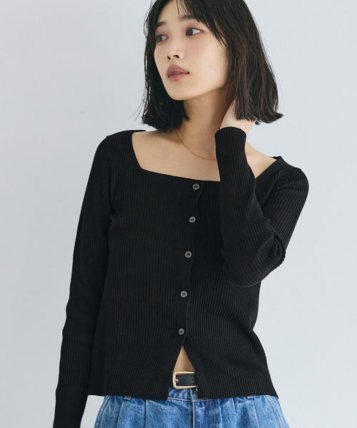 coca(coca)(コカ)の「スクエアニットボタントップス(ニット/セーター・レディース・チャコール/ブラック・L/M/S)」の14枚目の写真