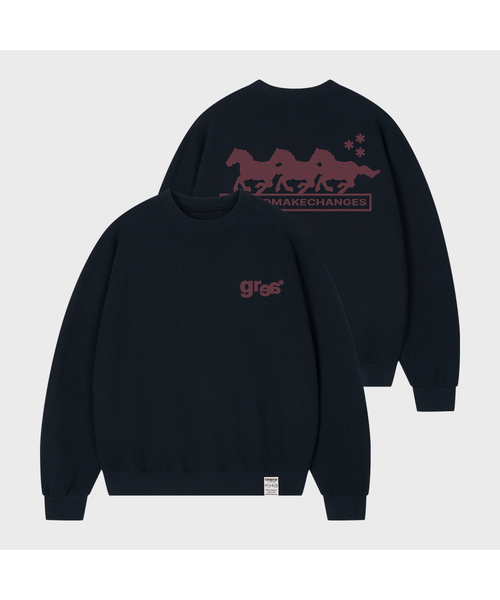 GRAVER（グレーバー）の「[ユニセックス]3 HORSE スウェット_5カラー（スウェット・レディース・ホワイト/ブラック/ネイビー/ブラウン/グレー・SMALL/MEDIUM/LARGE）」の5枚目の写真