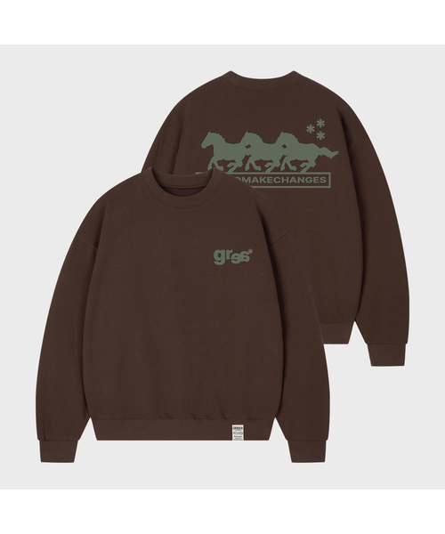 GRAVER（グレーバー）の「[ユニセックス]3 HORSE スウェット_5カラー（スウェット・レディース・ホワイト/ブラック/ネイビー/ブラウン/グレー・SMALL/MEDIUM/LARGE）」の4枚目の写真